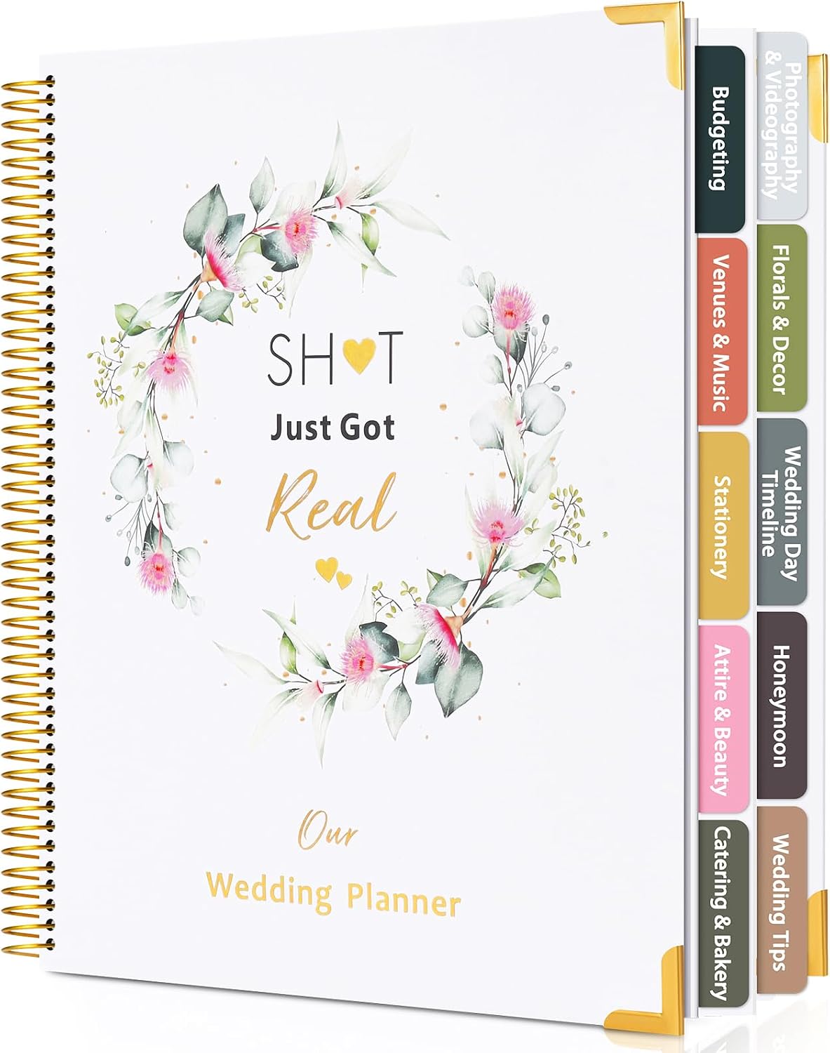 Wedding Planner Book and Organizer-196 Pages Bridal Wedding Planning Book with Sticker Checklists and Calendars for Bride To Be, Unique Engagement Gif