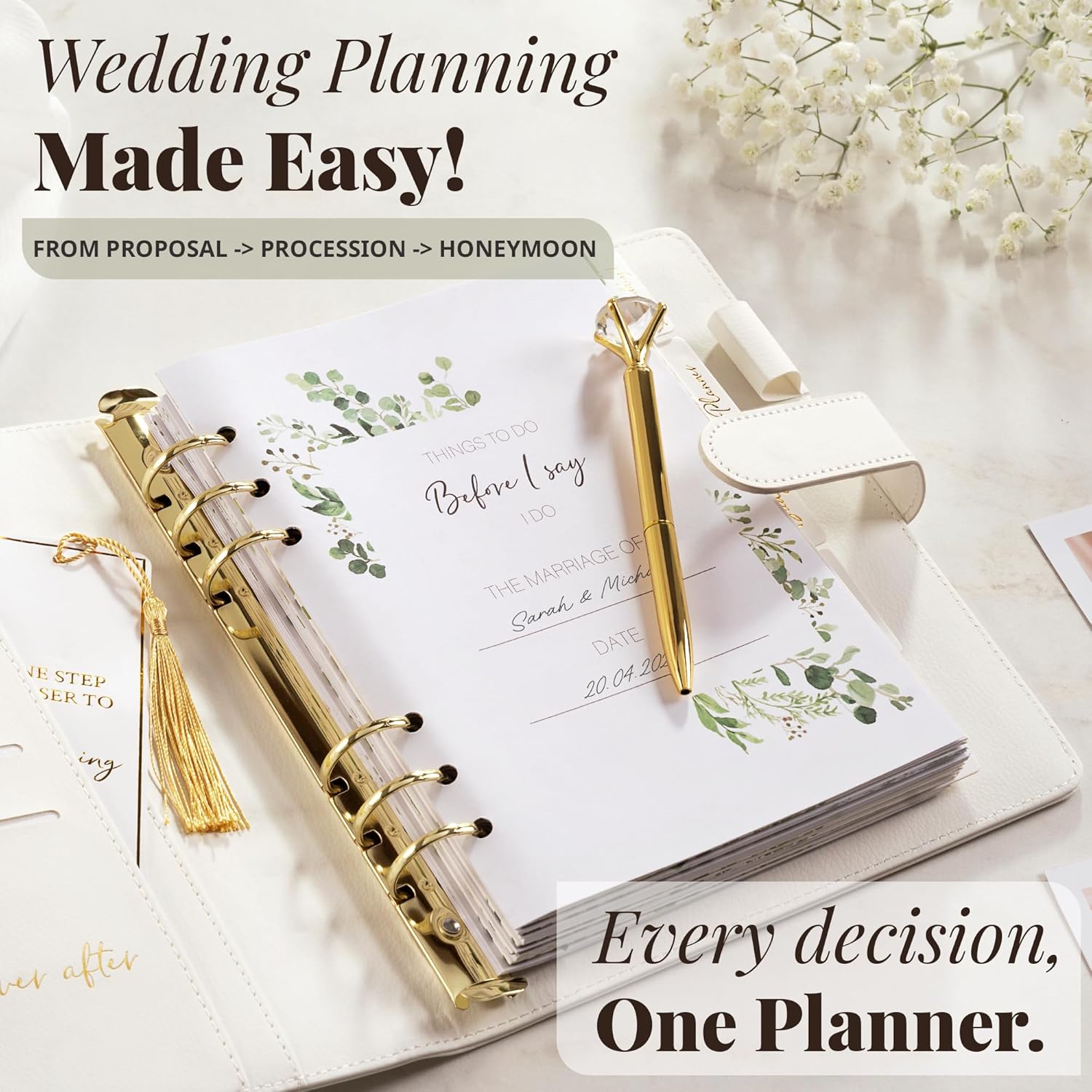 Wedding Planner Book and Organizer - Faux Leather 'Future Mrs' Wedding Planning Book and Organizer I Wedding Binder with Pen & Bookmark. Includes Brid 3