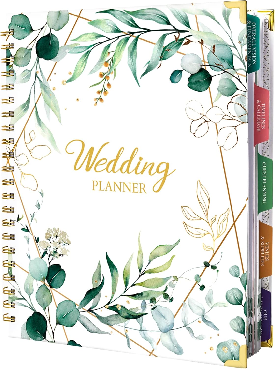 Wedding Planner & Organizer - Wedding Planner Book and Organizer for the Bride, 9.5" x 11.9" Diary Engagement Gift Book, Hardcover + Metal Corner + 5 