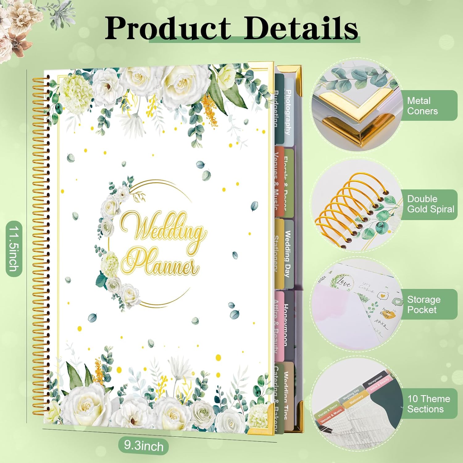 VinTS 176 Pages Wedding Planner,9" x 11" Countdown Wedding Planner Book and Organizer with Sticker Hardcover,Engagement Wedding Planner Gift for Coupl 2