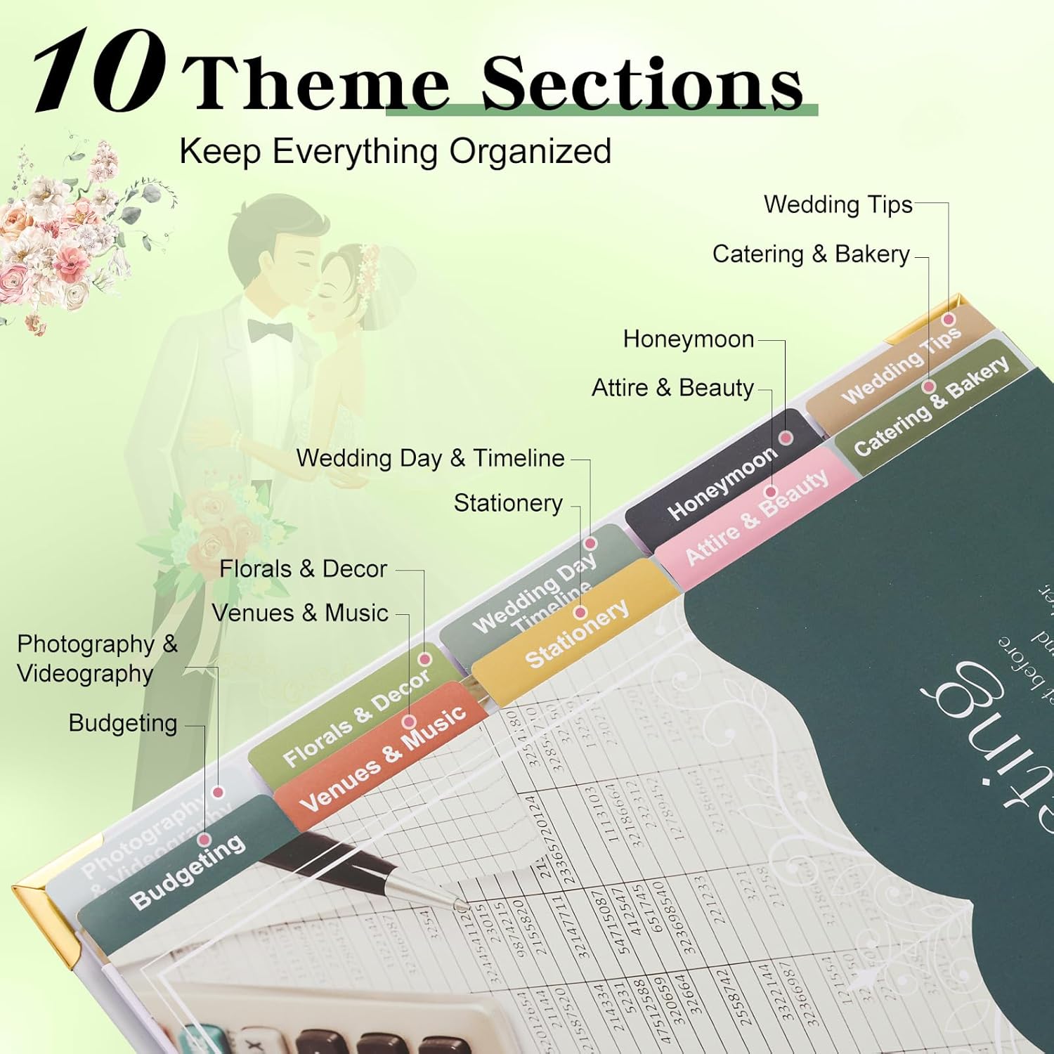 VinTS 176 Pages Wedding Planner,9" x 11" Countdown Wedding Planner Book and Organizer with Sticker Hardcover,Engagement Wedding Planner Gift for Coupl 3