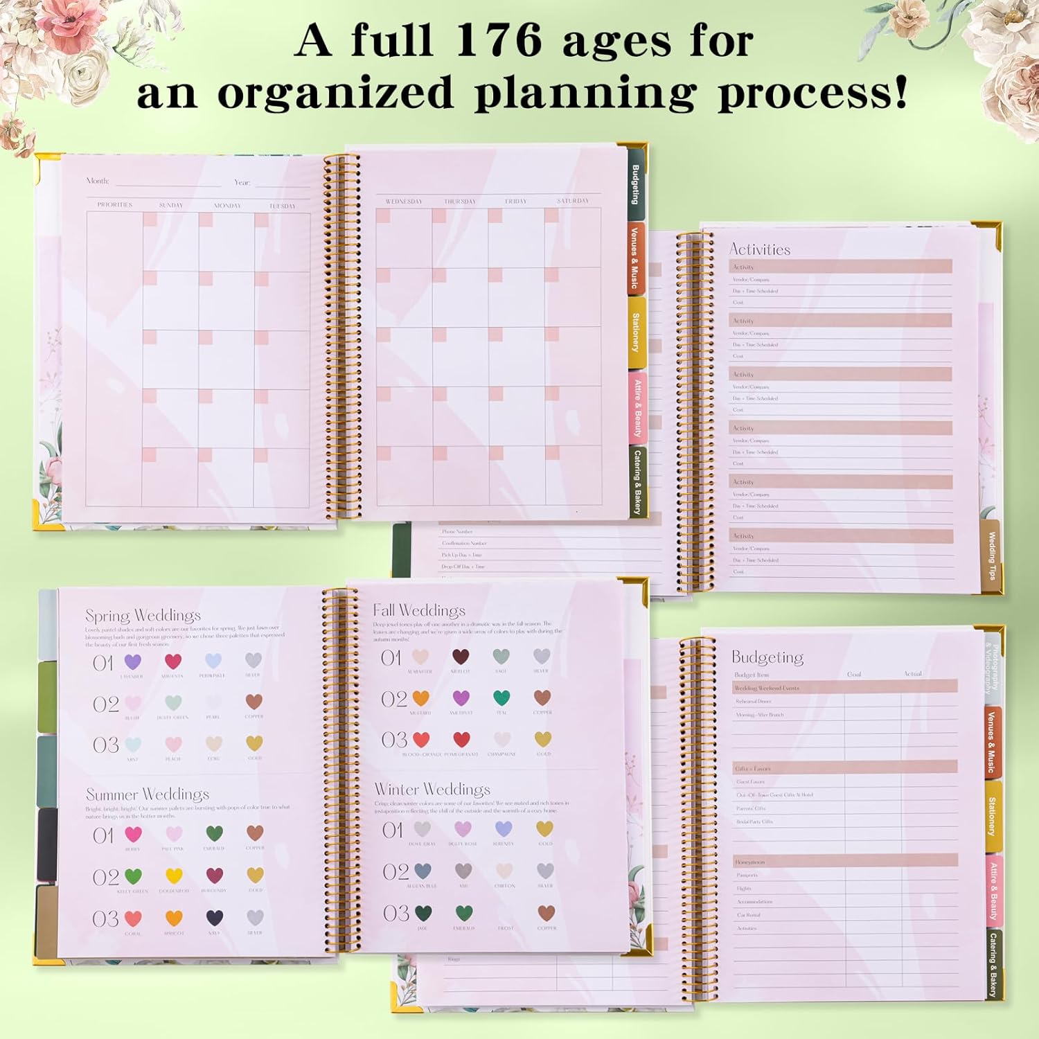 VinTS 176 Pages Wedding Planner,9" x 11" Countdown Wedding Planner Book and Organizer with Sticker Hardcover,Engagement Wedding Planner Gift for Coupl 4