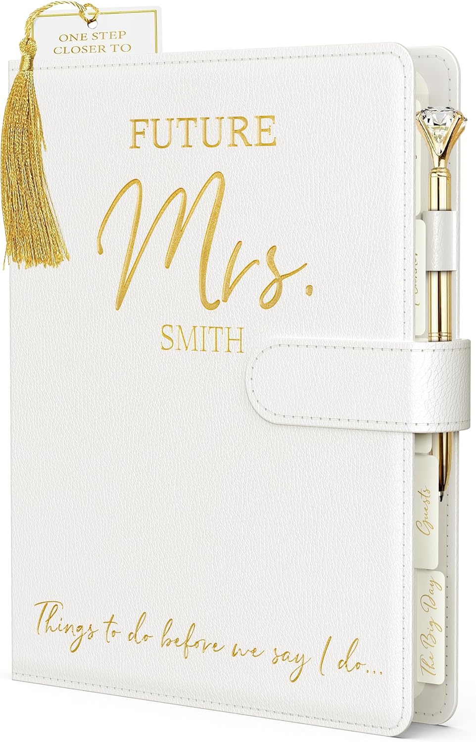PERSONALIZED Wedding Planner Book and Organizer for The Bride - Faux Leather 'Future Mrs' Wedding Binder I Wedding Planning Book 2026-2027 Checklist J