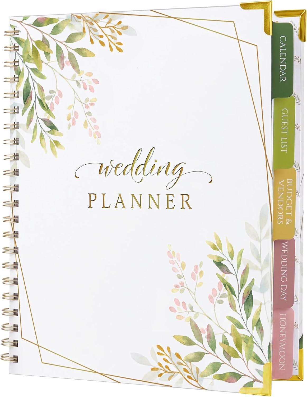 Wedding Planner Book And Organizer for Bride - Floral Design, Wedding Planning Journal with Countdown Calendar, Checklists, Budget & Timeline, Portabl