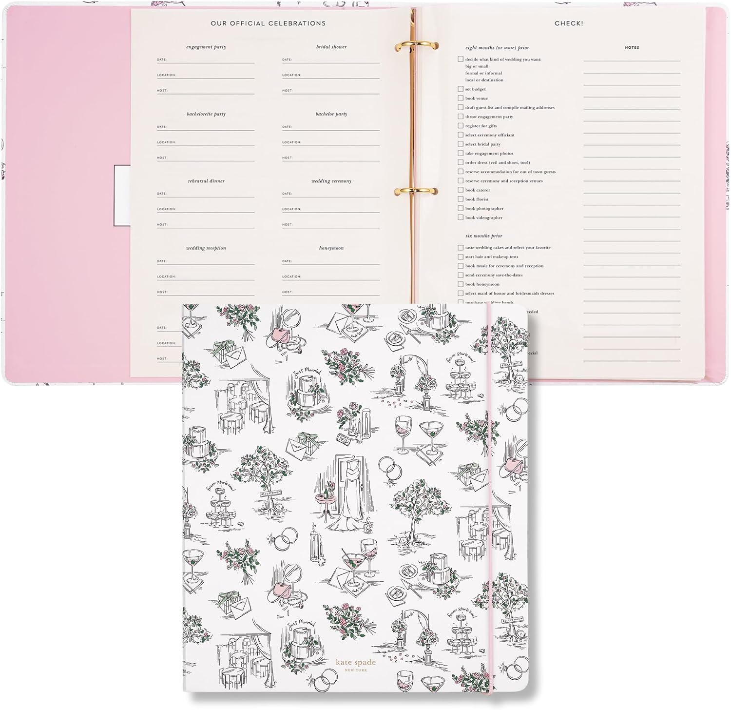 kate spade new york Wedding Planner, Bridal Icons | Bridal Wedding Planner Binder, Personal Organizer for Bride to Be for To-Do Lists, Notes, Budgetin