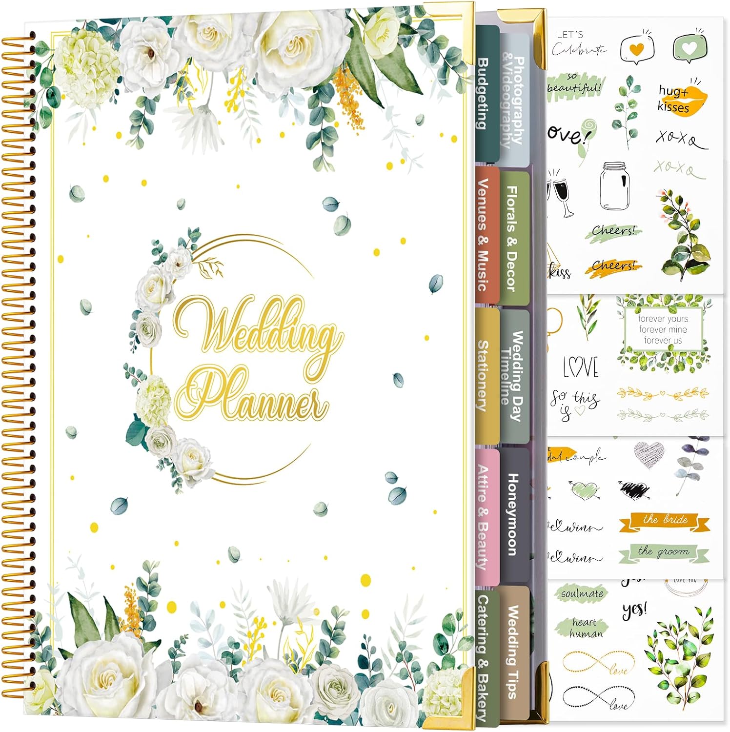 VinTS 176 Pages Wedding Planner,9" x 11" Countdown Wedding Planner Book and Organizer with Sticker Hardcover,Engagement Wedding Planner Gift for Coupl