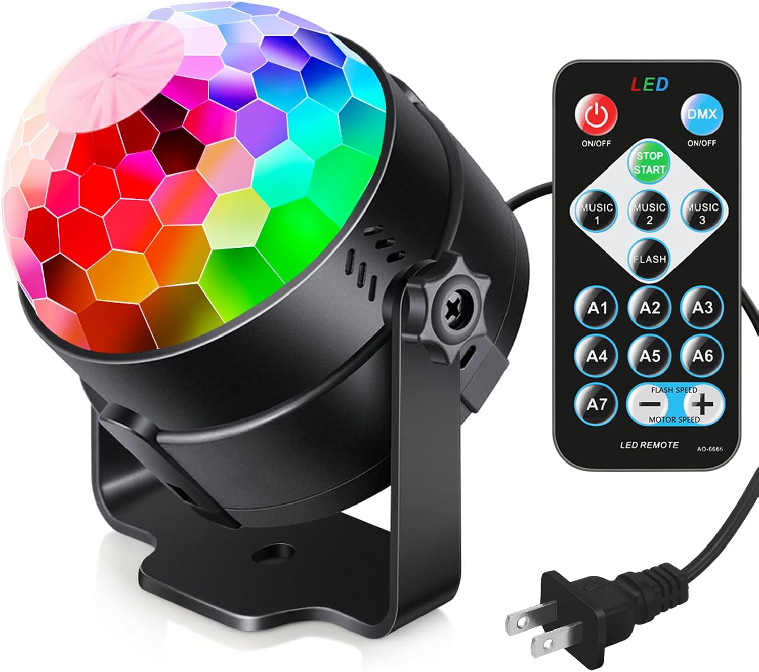 Luditek Sound Activated Party Lights with Remote DJ Lighting, Disco Ball Strobe Stage Light for Home Room Dance Parties Birthday Karaoke Stocking Stuf