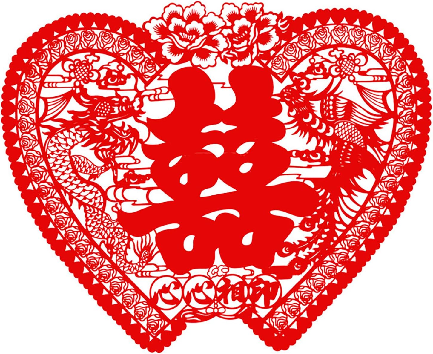 Chinese Traditional Wedding Flannel Paper-Cut,Wedding Decoration,Door Stickers,Paper-Cut Window Bars,1.1 Meters