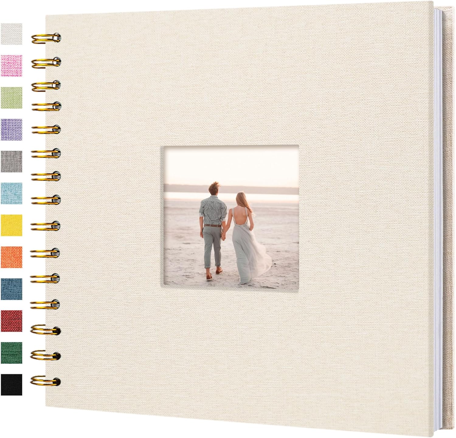8 x 8 Inch Scrapbook Photo Album Linen Cover 20 Sheets/ 40 Pages, Hardcover Kraft White Pages Memory Book, for Travel Wedding Guest Book Christmas Bab