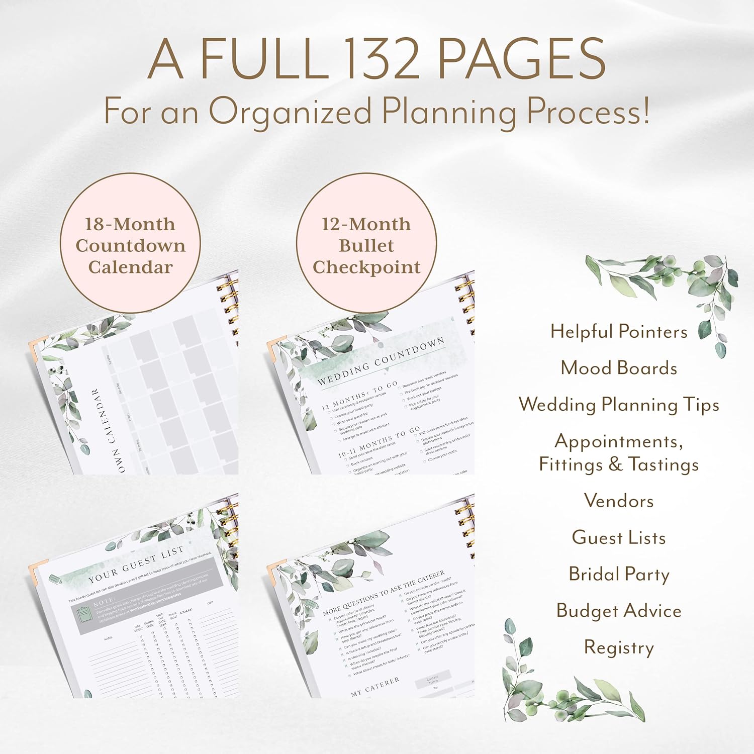 Your Perfect Day Wedding Planner Book and Organizer - Wedding Planner Book - Bridal Planning Binder with Countdown Calendar - Bride Gifts - (FLORAL) 4