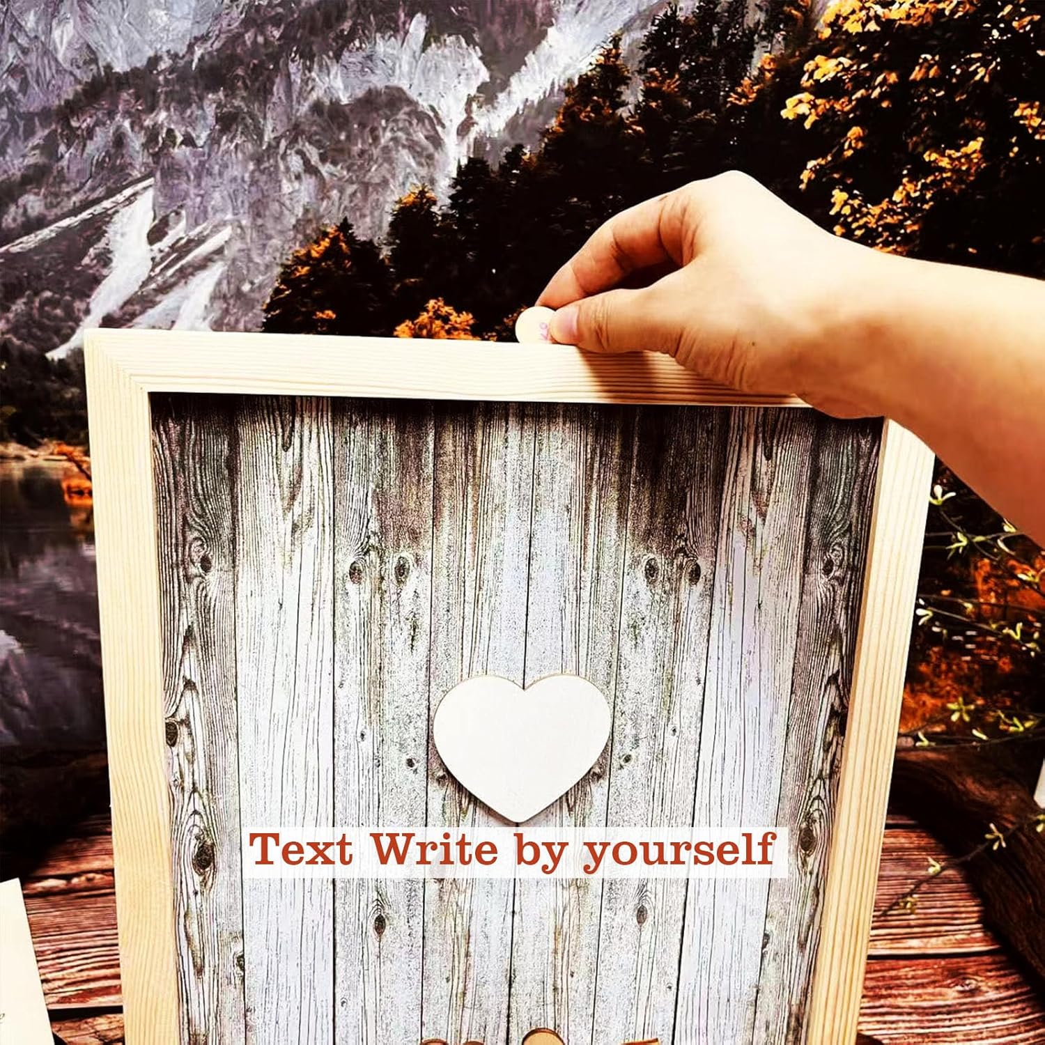 Wedding Guest Book Alternative Pen Sign Drop Top Wooden Frame for Baby Shower Birthday Party Decoration 120 Hearts 2