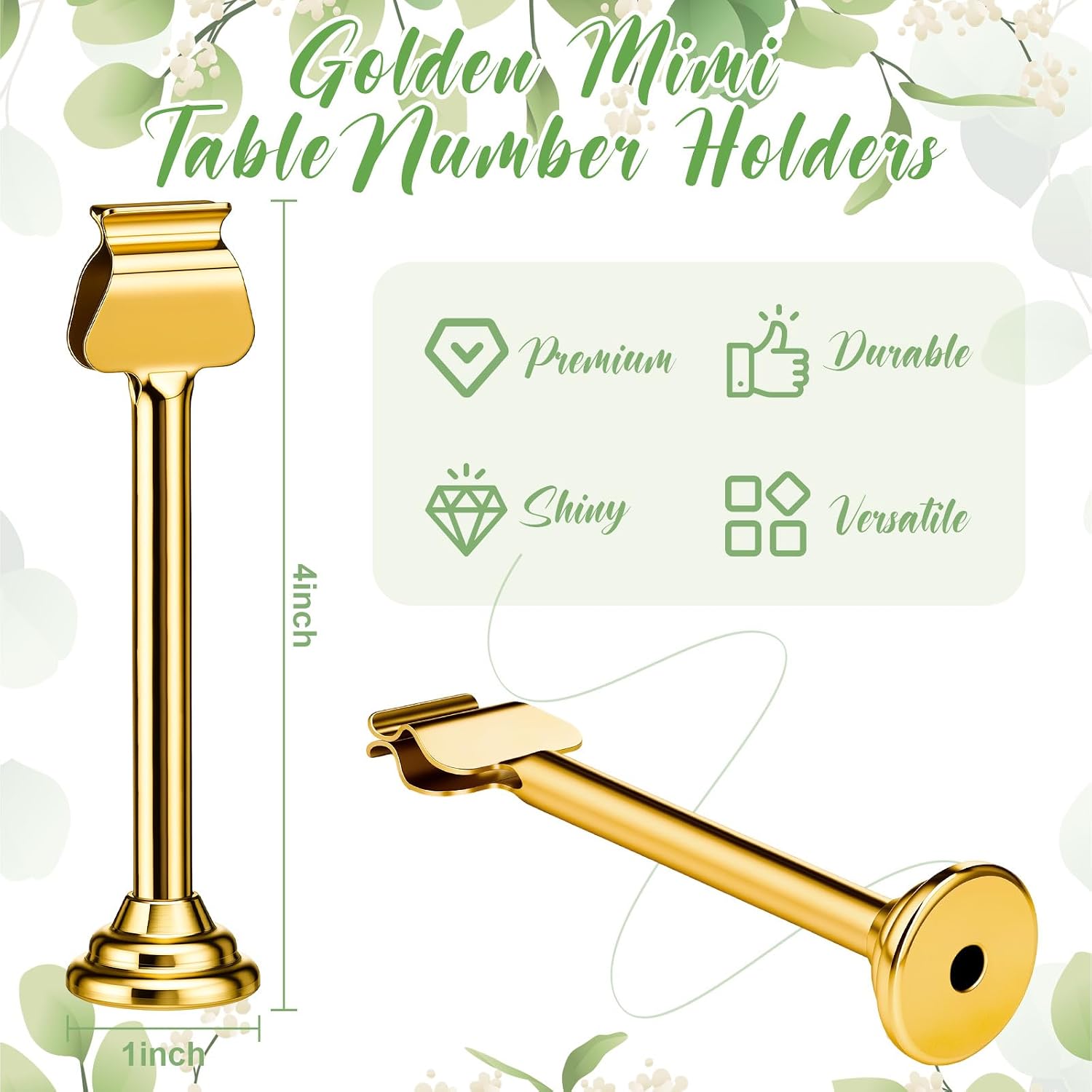 24 Pcs Gold Metal Table Number Holders 4 Inch Wedding Place Card Holders Bulk Harp-clip Sign Stands for Displaying Memo Note Menu Wedding Restaurant B 3