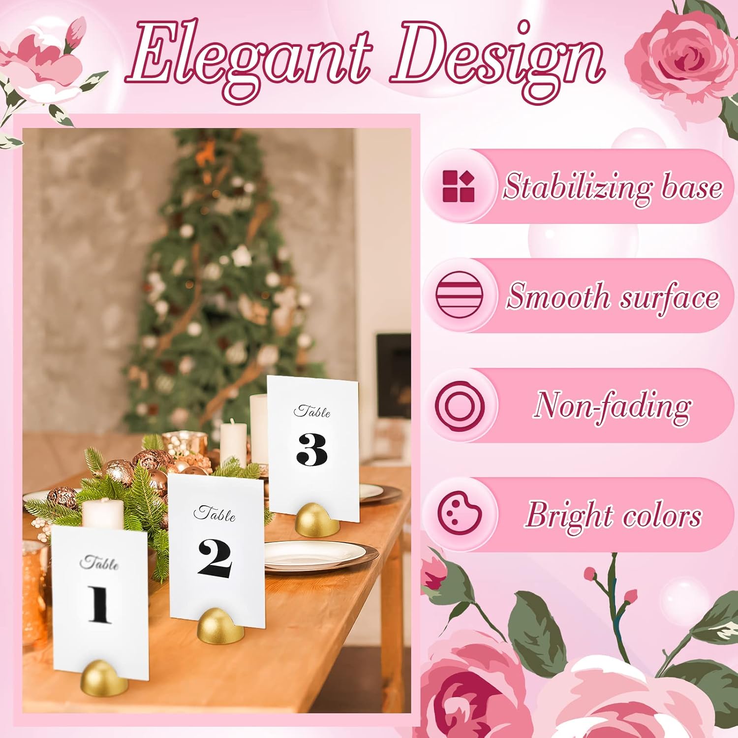 20 Pieces Round Table Number Cards Stands Modern Cursive Table Number 1-20 for Wedding Reception Anniversary Party Restaurant Events 4 x 6 Inches(Gold 3