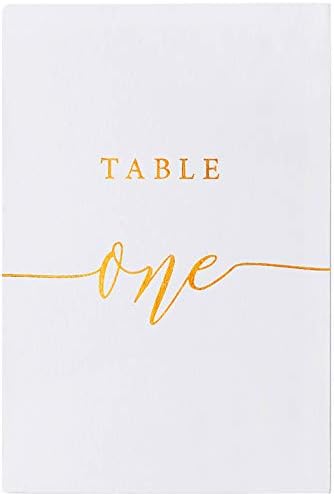 Crisky Table Number Cards Gold Foil for Wedding, Anniversary, Birthday, Bridal Shower party. Double-sided Design 4 x 6 Inch Number One-Thirty (1-30) &