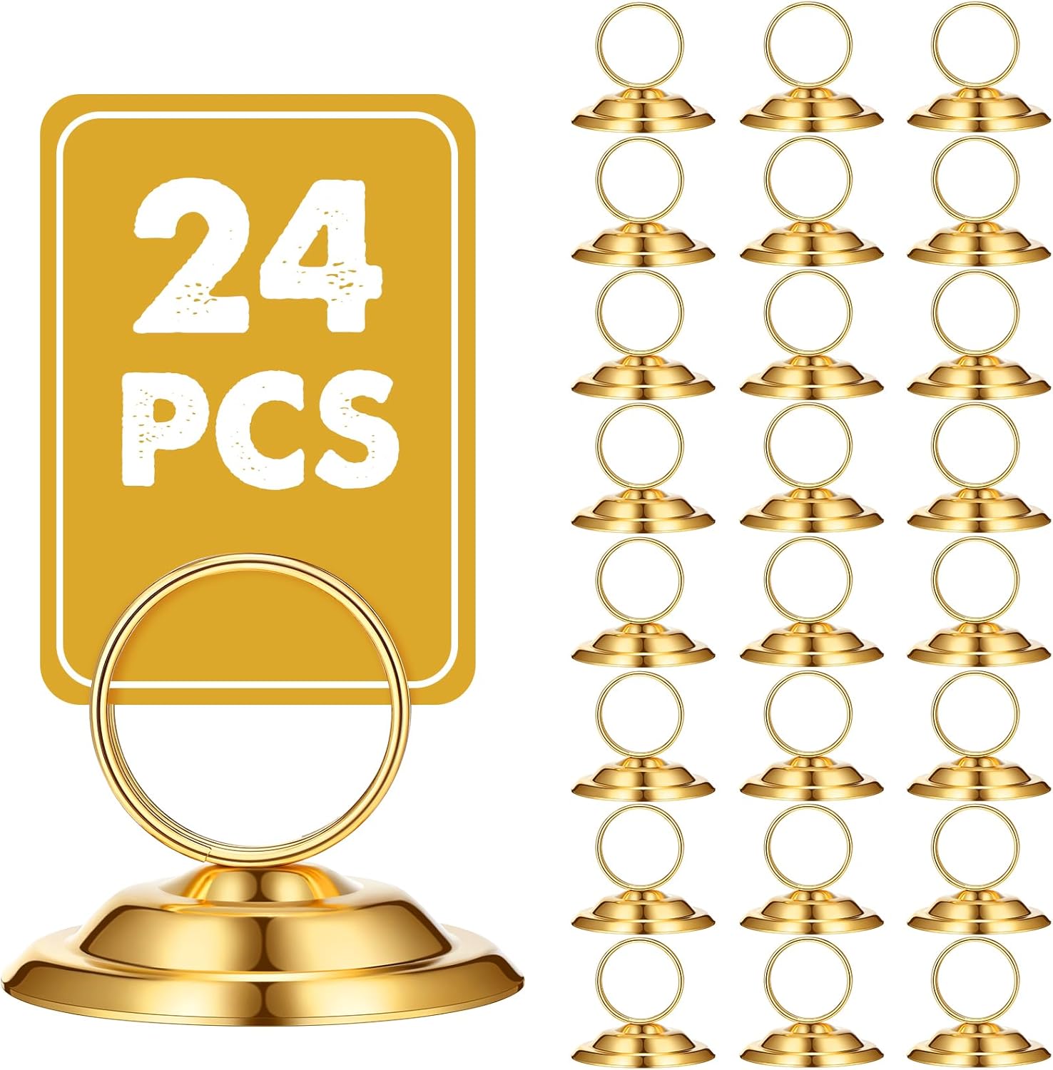 MotiMind 24 Pcs Table Number Holders-Metal Place Card Holders for Wedding Table Number Stands Tabletop Sign Stands for Photos, Menu, Memo, Notes, Rest