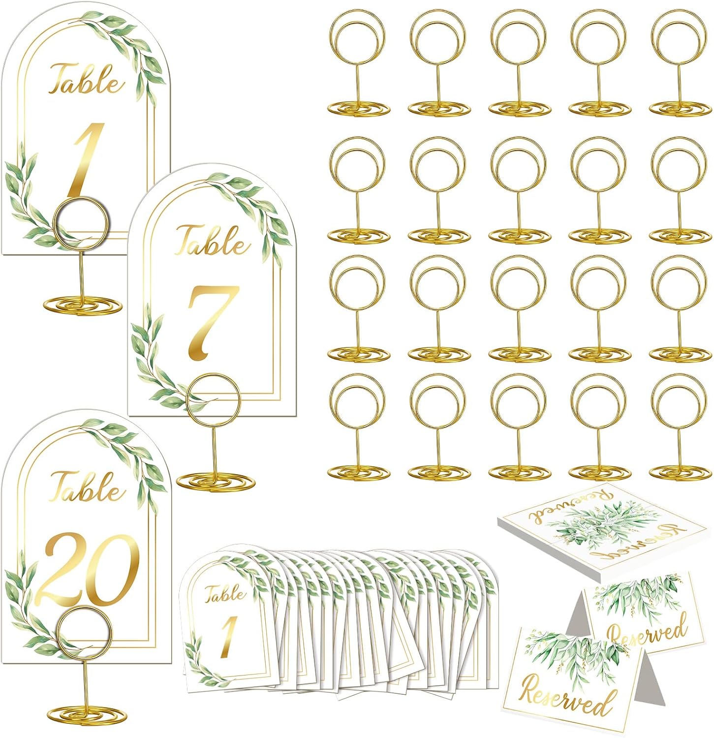 Wedding Table Numbers 1-20 with Holders and Table Reserved Signs, 20 Numbers Place Cards for Wedding Reception, Anniversary, Birthday Party
