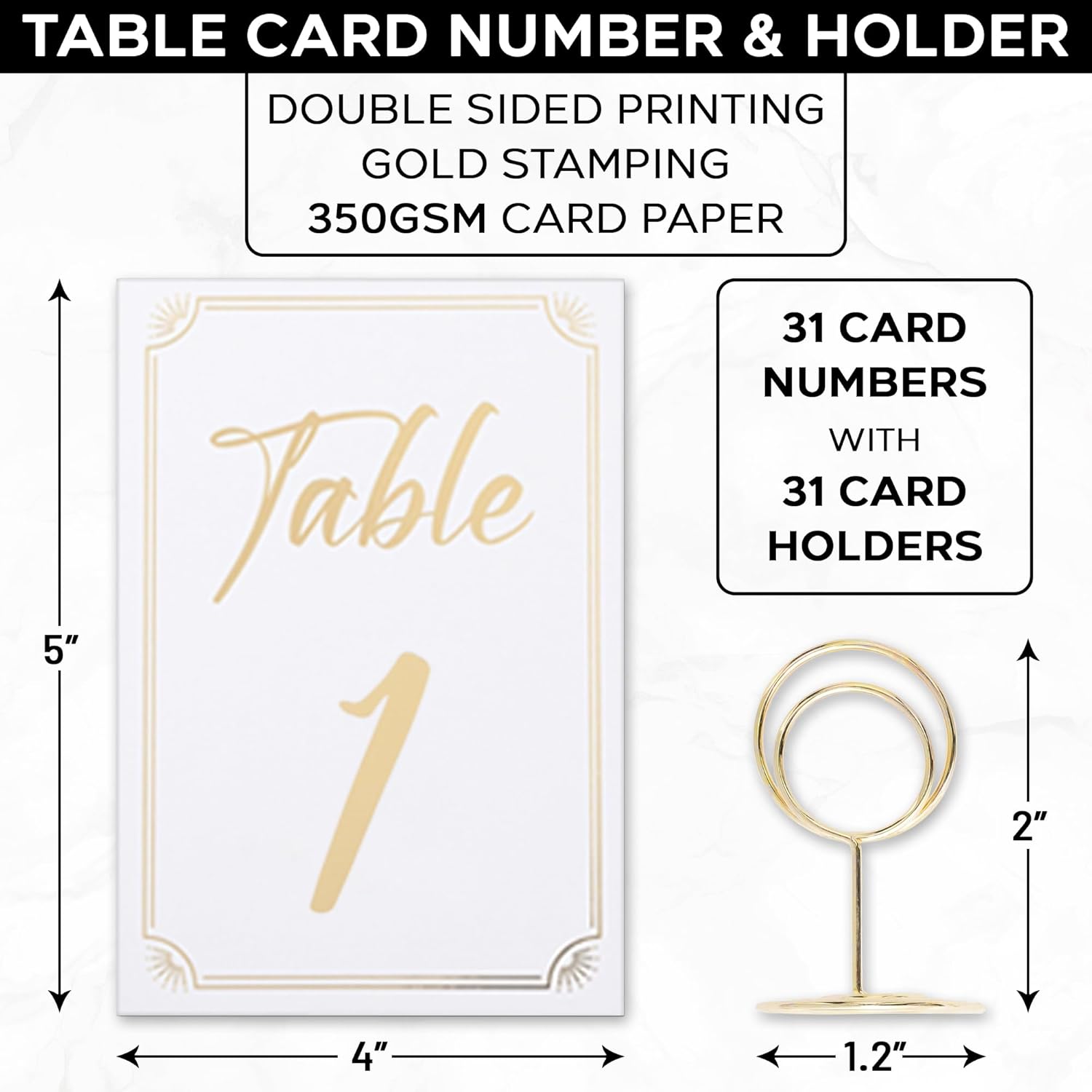 Gold Table Numbers 1-30 with Holder and Head Table Card, 4x6 Double Sided Table Number with Highly Visible Numbers for Wedding Anniversary Birthday Re 4