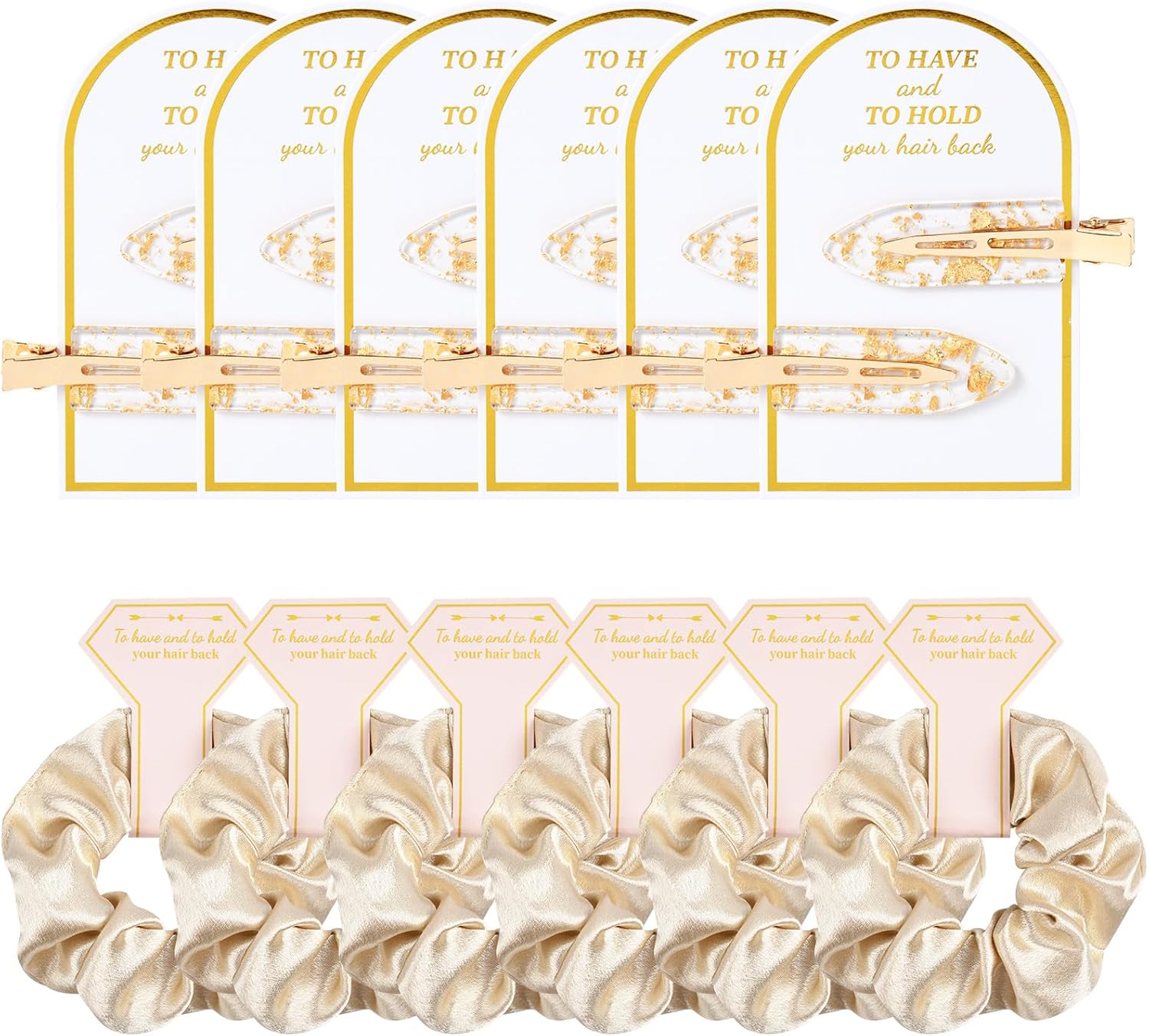 12 PCS Soft Silk Satin Hair Accessories - Scrunchies, Hair Clips for Bridal Shower Gifts, Wedding Favors for Women and Girls