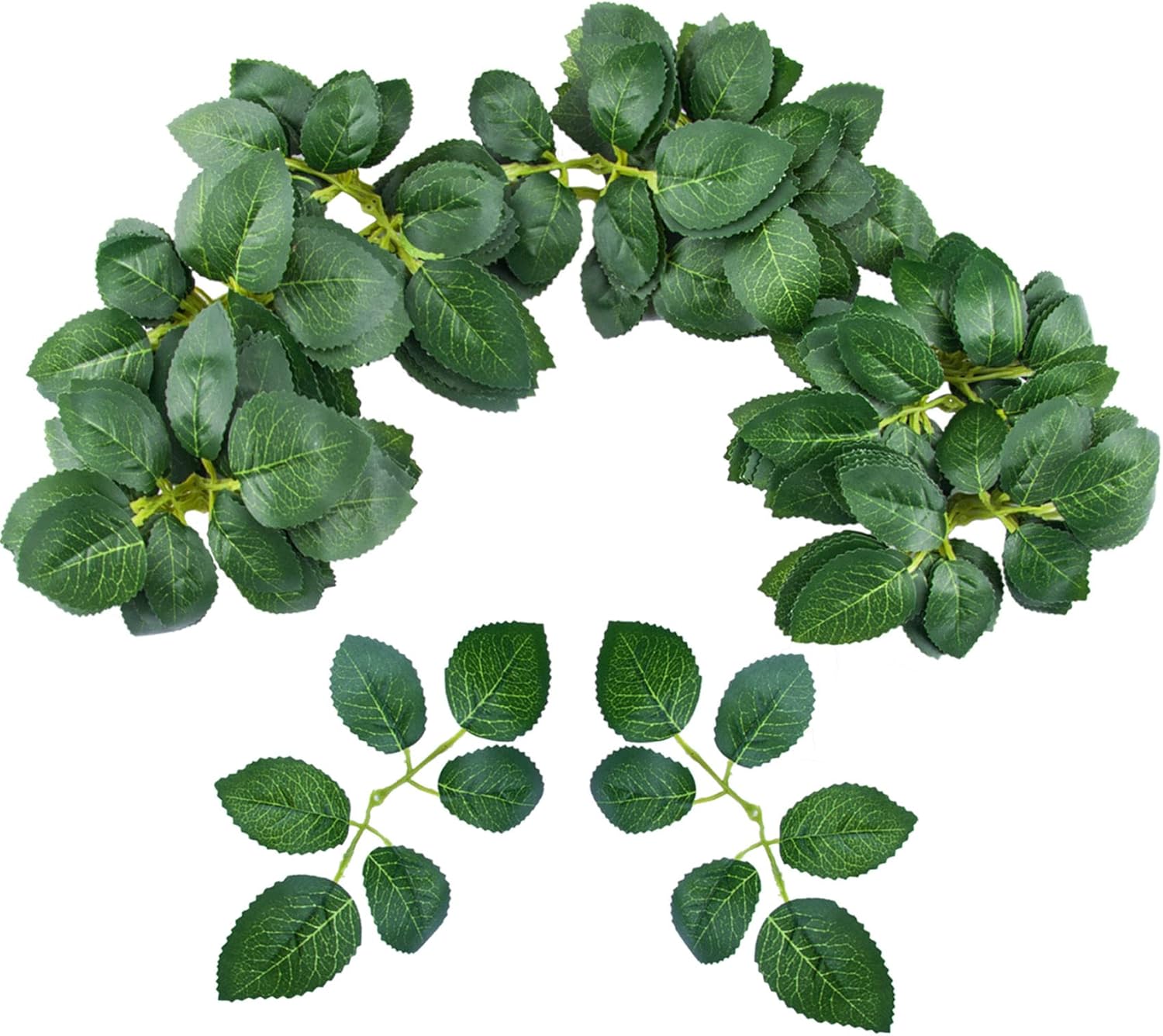 Meiliy 60pcs Bulk Rose Leaves Artificial Greenery Fake Rose Flower Leaves for DIY Wedding Bouquets Centerpieces Party Decorations Rose Vine Wreath Gar