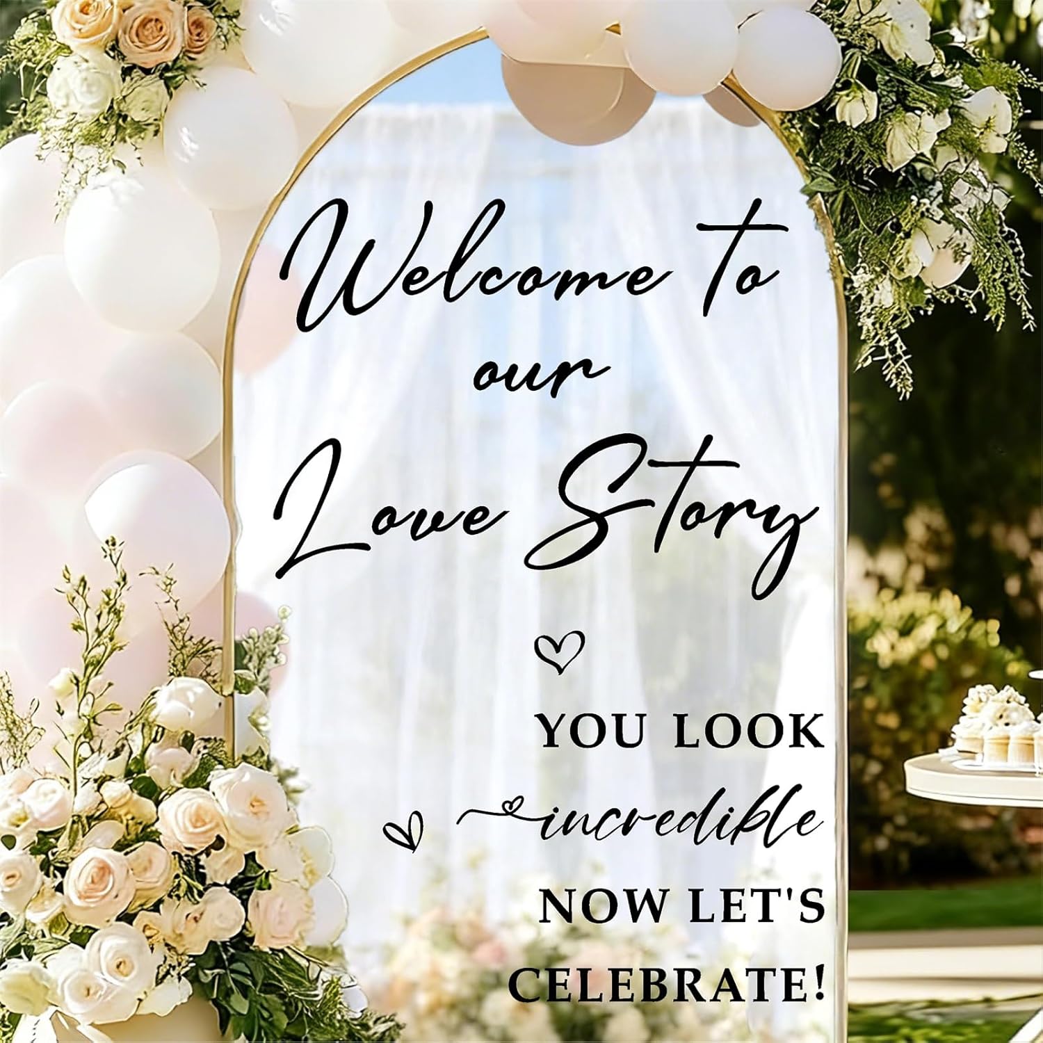 Wedding Welcome Signs Welcome to Our Wedding Sign Decals Selfie Mirror Decals for Weddings Party Entry Welcome Mirror Sticker for Weddings Decor Vinyl
