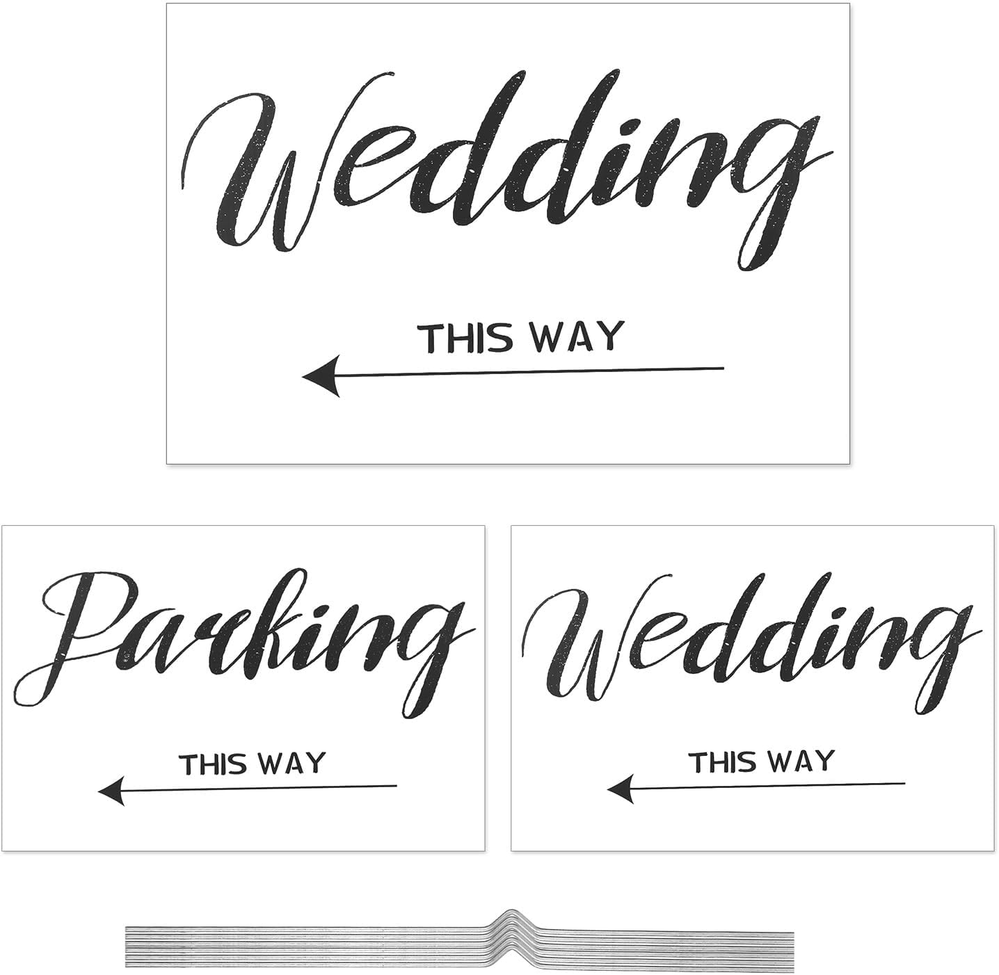 3 Pcs Wedding Signs for Reception, 1217 In Double Sided Wedding Welcome Sign Printed This Way, Outdoor Wedding Decorations for Reception Ceremony, Yar
