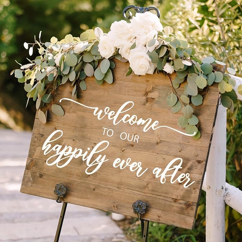 22.4 x 13 inches Welcome to Our Forever Wedding Sign Wall Decal White Calligraphy AL2829